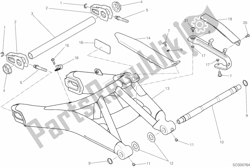 All parts for the 027 - Forcellone Posteriore of the Ducati Scrambler Sixty2 Thailand 400 2018